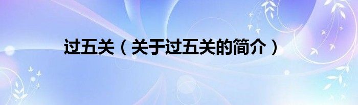 過五關(guān)（關(guān)于過五關(guān)的簡(jiǎn)介）