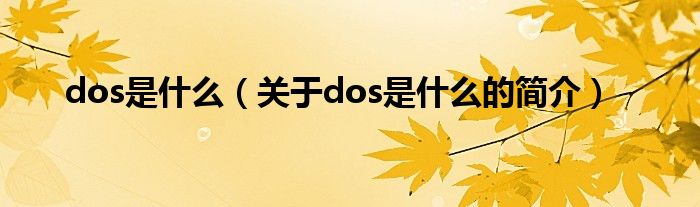 dos是什么（關于dos是什么的簡介）