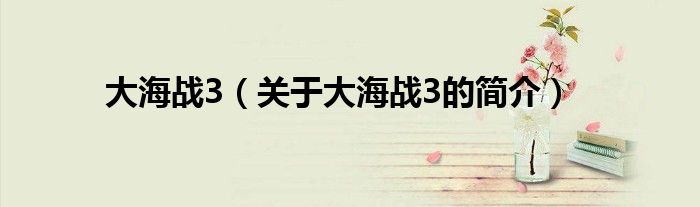 大海戰3（關于大海戰3的簡介）