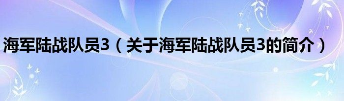 海軍陸戰隊員3（關于海軍陸戰隊員3的簡介）
