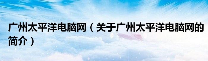 廣州太平洋電腦網（關于廣州太平洋電腦網的簡介）