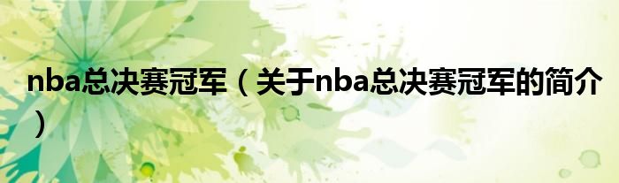 nba總決賽冠軍（關于nba總決賽冠軍的簡介）