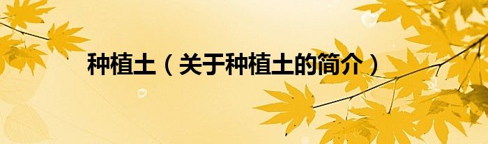 種植土（關于種植土的簡介）