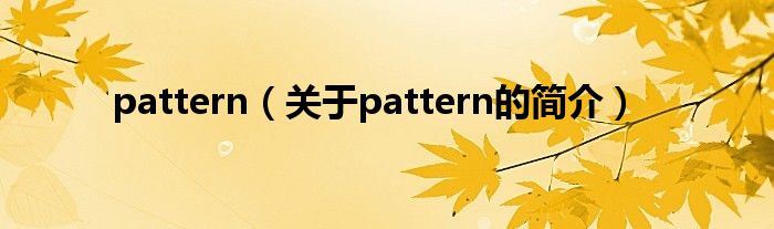pattern（關于pattern的簡介）