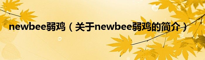 newbee弱雞（關于newbee弱雞的簡介）
