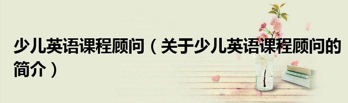 少兒英語課程顧問（關于少兒英語課程顧問的簡介）