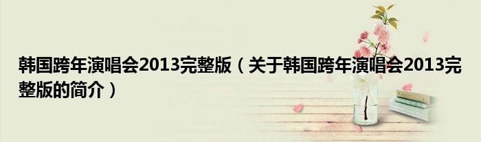 韓國跨年演唱會2013完整版（關于韓國跨年演唱會2013完整版的簡介）