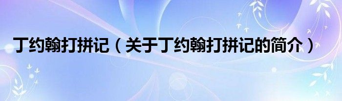 丁約翰打拼記（關于丁約翰打拼記的簡介）