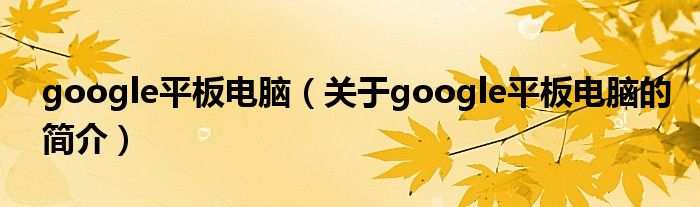 google平板電腦（關于google平板電腦的簡介）