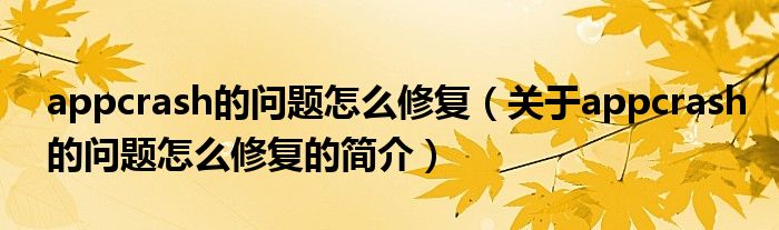 appcrash的問(wèn)題怎么修復(fù)（關(guān)于appcrash的問(wèn)題怎么修復(fù)的簡(jiǎn)介）