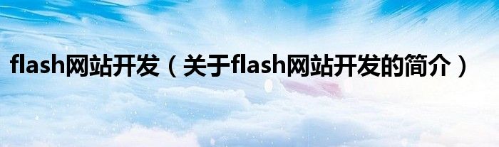 flash網站開發（關于flash網站開發的簡介）