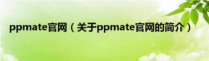 ppmate官網（關于ppmate官網的簡介）