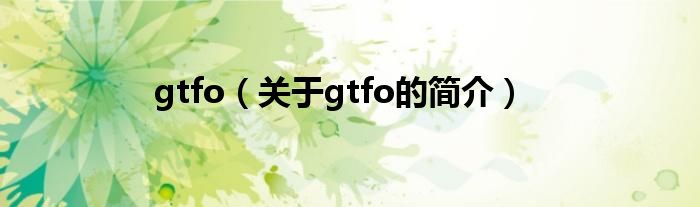gtfo（關于gtfo的簡介）