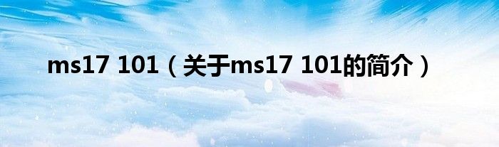 ms17 101（關于ms17 101的簡介）