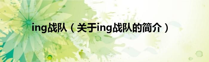 ing戰隊（關于ing戰隊的簡介）