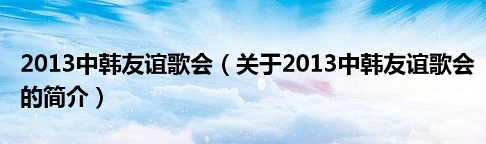 2013中韓友誼歌會（關于2013中韓友誼歌會的簡介）