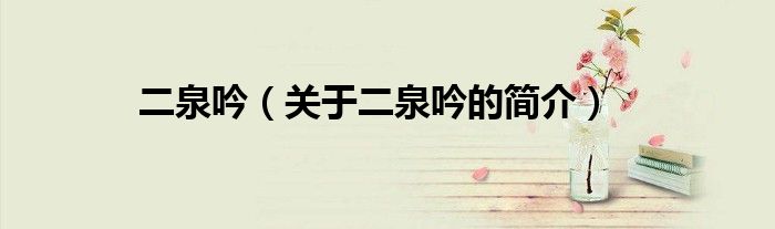 二泉吟（關于二泉吟的簡介）