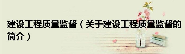 建設工程質量監督（關于建設工程質量監督的簡介）