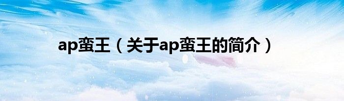 ap蠻王（關于ap蠻王的簡介）