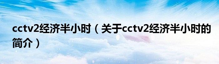 cctv2經濟半小時（關于cctv2經濟半小時的簡介）
