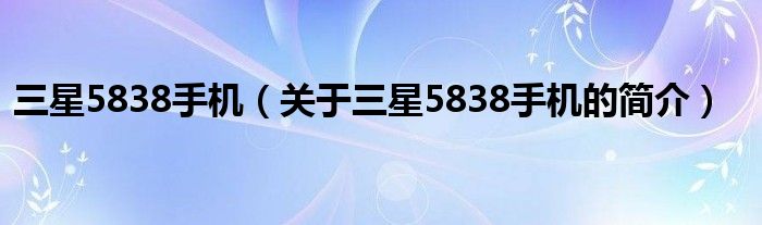三星5838手機（關于三星5838手機的簡介）
