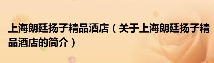 上海朗廷揚子精品酒店（關于上海朗廷揚子精品酒店的簡介）