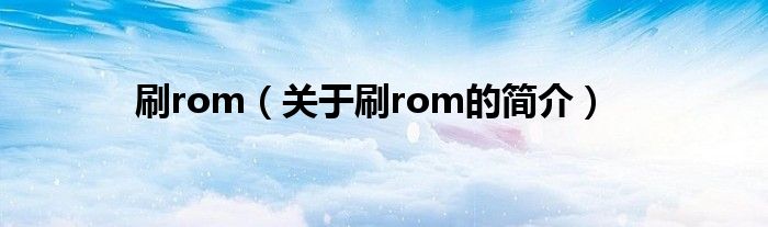 刷rom（關于刷rom的簡介）