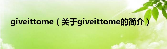 giveittome（關于giveittome的簡介）