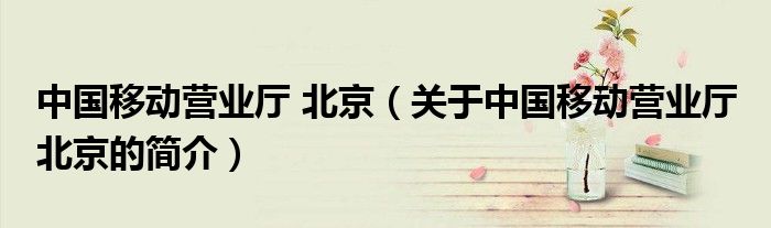 中國移動營業廳 北京（關于中國移動營業廳 北京的簡介）