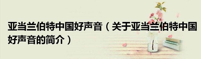 亞當(dāng)蘭伯特中國(guó)好聲音（關(guān)于亞當(dāng)蘭伯特中國(guó)好聲音的簡(jiǎn)介）