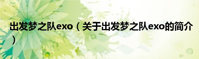 出發夢之隊exo（關于出發夢之隊exo的簡介）