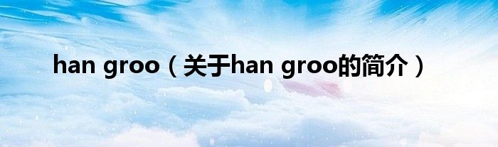han groo（關(guān)于han groo的簡(jiǎn)介）