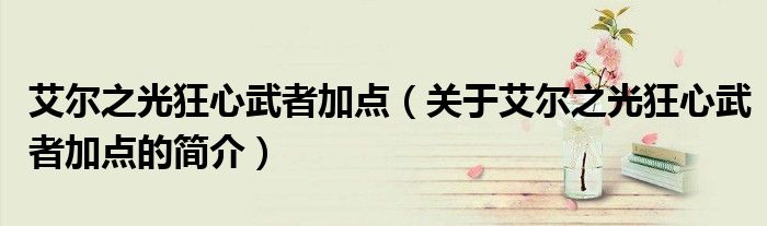 艾爾之光狂心武者加點（關于艾爾之光狂心武者加點的簡介）