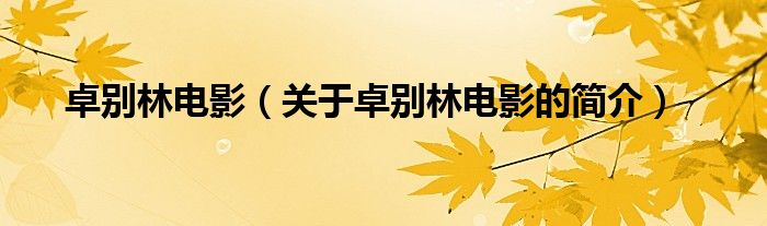 卓別林電影（關(guān)于卓別林電影的簡(jiǎn)介）