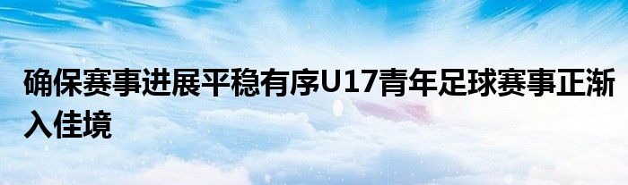 確保賽事進展平穩有序U17青年足球賽事正漸入佳境