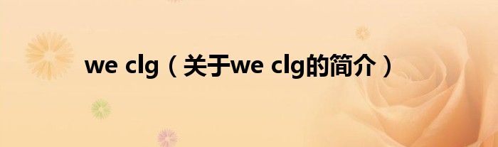 we clg（關于we clg的簡介）