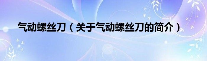 氣動螺絲刀（關于氣動螺絲刀的簡介）