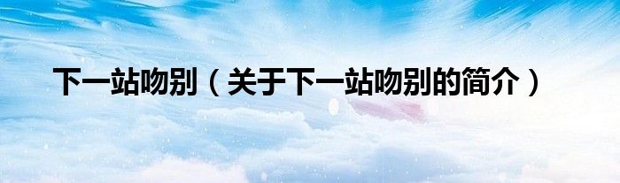 下一站吻別（關于下一站吻別的簡介）