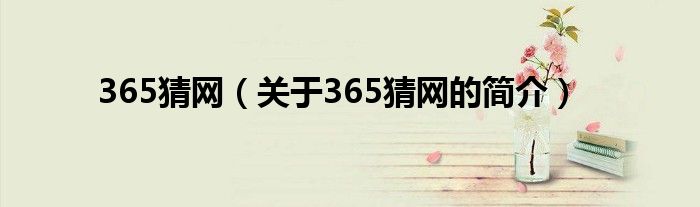 365猜網（關于365猜網的簡介）