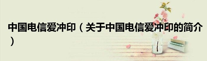 中國電信愛沖印（關(guān)于中國電信愛沖印的簡介）