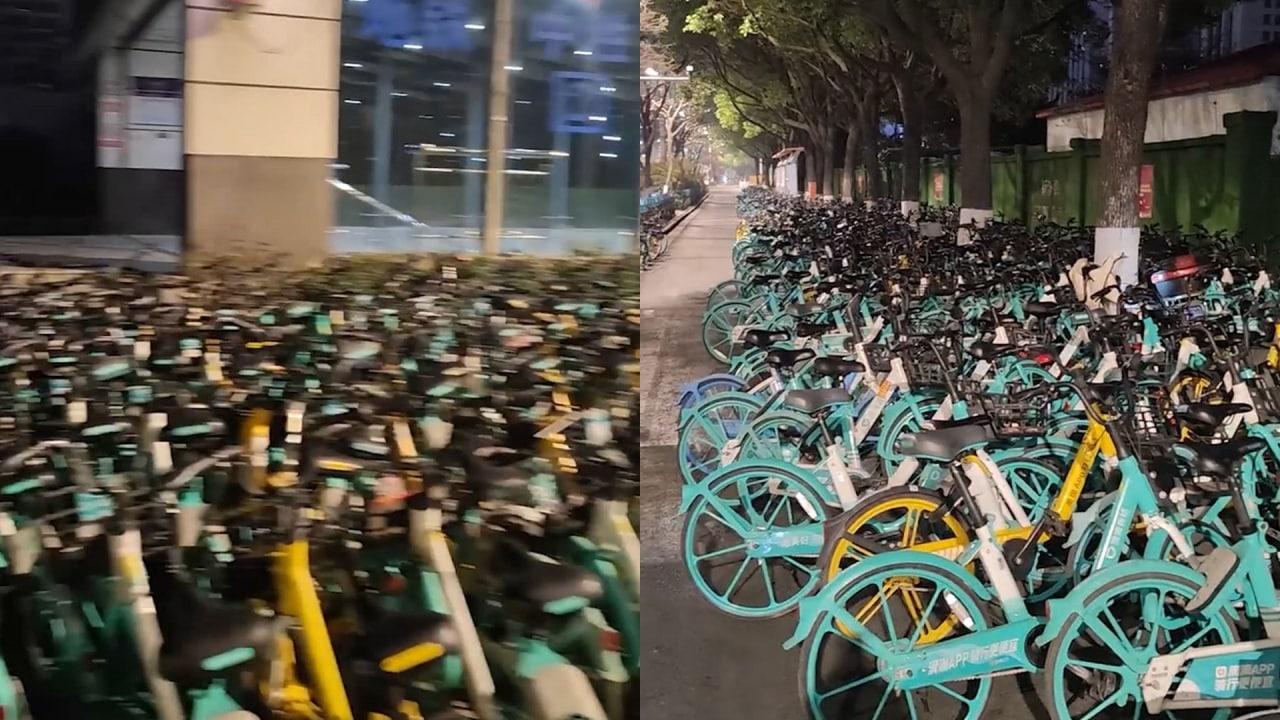 南京一地鐵口被大量共享單車堵死