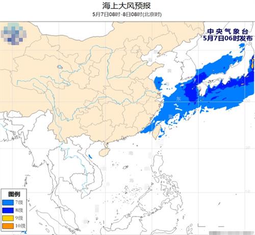 海上大風(fēng)預(yù)警：黃海、東海及臺(tái)灣附近海域強(qiáng)風(fēng)來(lái)襲