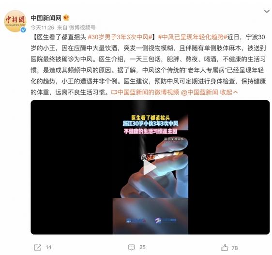 年輕化中風趨勢：30歲男子3年3次中風的警示